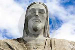 Face of the statue of Christ the redeemer in Rio de Janeiro