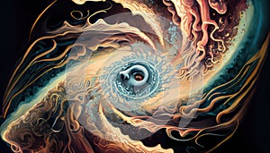 Face swirling down a vortex