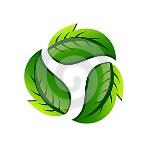 Leaf recycle logo icon in white.