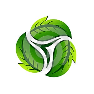 Leaf recycle logo icon in white.