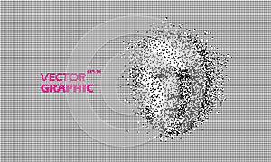 A face transformed from neatly arranged particles, vector illustration