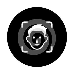 Face, unlock, scan icon. Black vector graphics