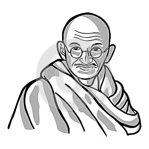 face vector Mahatma Gandhi with simple shadow illustration