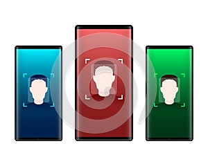 Face verification unlock vector design illustration