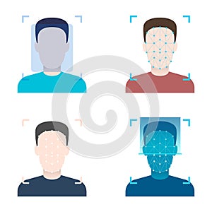 Face verification unlock vector design illustration