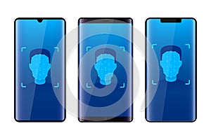 Face verification unlock vector design illustration