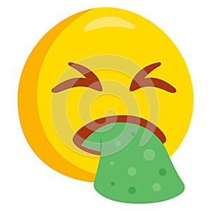 Face Vomiting Emoji Icon Illustration. Nauseated Symbol Emoticon Design Vector.