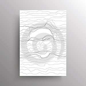 Face in wavy horizontal lines style. Portrait of an abstract human in linear distortion style isolated on white