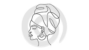 Face of a woman in a modern line style.