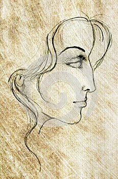 Face of Woman Sketch Drawing