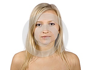 Face of young blonde woman