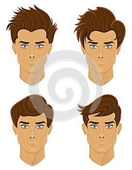 face young man with different hairstyles vector illustration