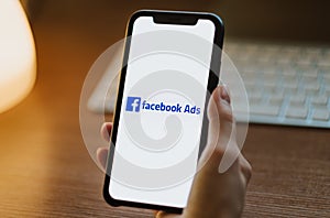 Facebook ads logo on the screen .