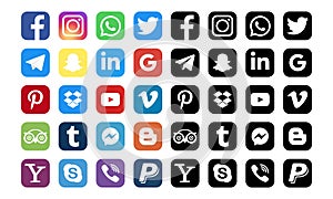 Facebook Instagram Whatsapp Twitter Telegram, Youtube, Vimeo, Pinterest etc - collection of popular social media, messengers,