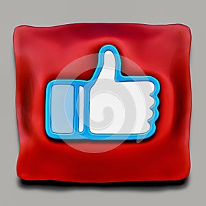 Facebook Like award on red ceremonial pillow