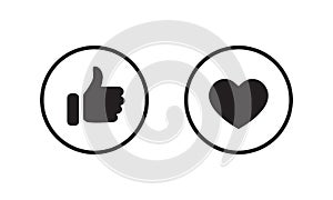 Facebook Like and Love Icon Vector. Social Media Element Symbol Icons