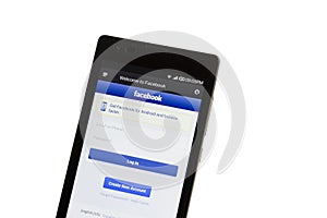 Facebook log-in on smart phone