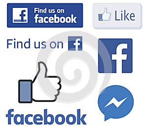 Facebook logos and like thumb vectors