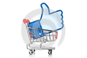 Facebook thumbs up sign into shopping cart