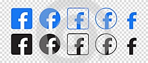 Facebook vector logo icon set. Vector illustration