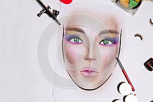 Facechart makeup template for drawing cosmetics photo