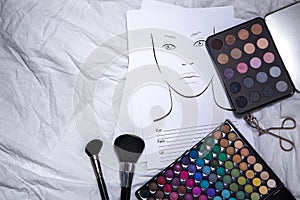 Facechart makeup template for drawing cosmetics photo