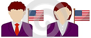 Faceless business person illustration with national flags / USA