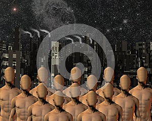 Faceless before city