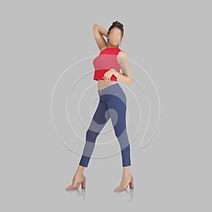 Faceless Fashion model. Dummy figure style display. Character vector illustration. Women in heels posing.