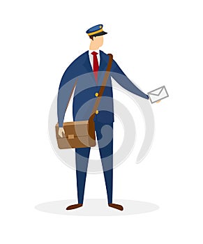 Faceless Male Character of Postman Delivering Mail