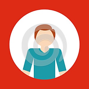 faceless man emblem within round colored frameicon image