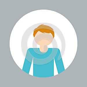 faceless man emblem within round colored frameicon image