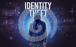 Faceless man with online security concept