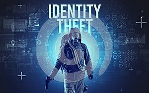 Faceless man with online security concept