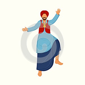 Faceless Punjabi Man Performing Bhangra Dance In Traditional