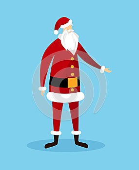 Faceless Santa Claus Isolated on Blue Background.
