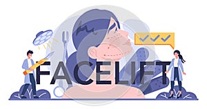 Facelift typographic header. Idea of body and face correction.