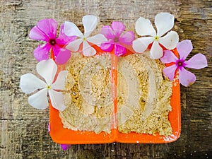 Makeup powder in container