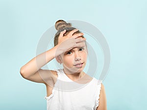 Facepalm embarrassment ashamed girl cover forehead