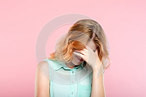 Facepalm shame embarrassment girl cover face