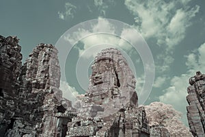 Faces of Bayon Temple in infrared