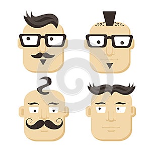 Faces with mustaches and glasses. photo