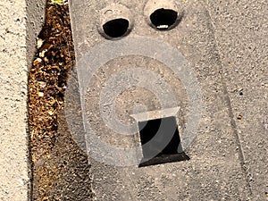 Faces In Objects - Water Runoff on A Street photo