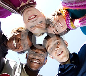 Faces of smiling Multi-racial college students