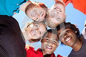 Faces of smiling Multi-racial college students