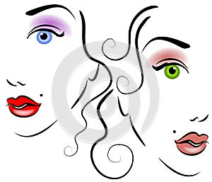 Faces of Women Clip Art 2