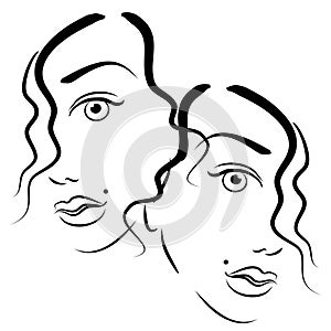 Faces of Women Clip Art