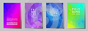 Facet polygonal abstract cover pages, low poly set