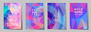 Facet polygonal abstract cover pages, low poly set