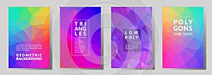 Facet polygonal abstract cover pages, low poly set